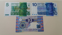 3 Billets Des Pays-bas 5 Gulden 1973,10 Gulden 1968, Et 10 Gulden De 1997 - [3] Ministerie Van Oorlog Issues