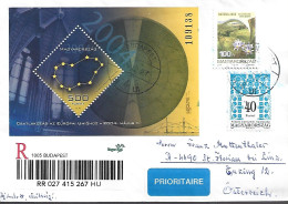 JOINING THE EUROPEAN UNION, NATURE PROTECTION, FOLK MOTIVUM, 2004, STATIONERY STAMP, REGISTERED COVER, BUDAPEST, HUNGARY - Briefe U. Dokumente