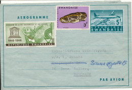Rwanda Uprated Aerogramme Sent To Denmark 16-2-1969 (no Postmark And 1 Of The Stamps Is Damaged) - Other & Unclassified