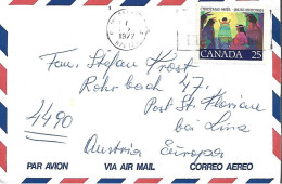 AIR MAIL, CHRISTMAS, PAINTING, 1977, COVER, LAVAL, CANADA - Luftpost