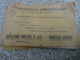Catalogue établissement CIRIER PAVARD Pour Brasseur , Distillateur , Négociants En Vin - Materiale E Accessori