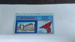 SYRIA-(SY-STE-0001)-Palmyra Trails & Satellite Dish-(7)-(2 Holes)-(200units)-(TAMURA CARDS)-(OUT SIDE BROWN)-good Card - Syria
