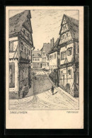 Künstler-AK Sindelfingen, Blick In Die Turmgasse - Sindelfingen