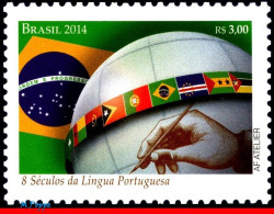 Ref. BR-3272 BRAZIL 2014 WITH PORTUGAL, FLAGS, 800 YEARS PORTUGUESE LANGUAGE, MNH, JOINT ISSUE 1V Sc# 3272 - Other & Unclassified