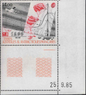 TAAF Avion N** Yv: 95 Mi:218 IAGO Coin D.feuille Coin Daté 25-09-85 - Research Programs