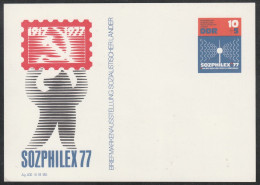 DDR: 1977, GA- Blanko Sonderpostkarte Der Briefmarkenausstellung "SOZPHILEX 77".    */MH - Postkarten - Ungebraucht