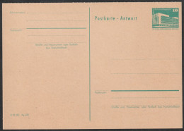 DDR: 1982, GA- Blanko Postkarte Mit Antwort, Bauwerke, 10 Pfg. Palast Der Republik.    */MH - Postkarten - Ungebraucht