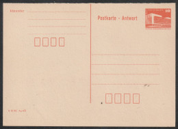 DDR: 1986, GA- Blanko Postkarte Mit Antwort, Bauwerke, 10 Pfg. Palast Der Republik.    */MH - Postkarten - Ungebraucht