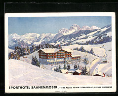 Künstler-AK Gstaad, Sporthotel Saanenmöser Im Schnee - Gstaad