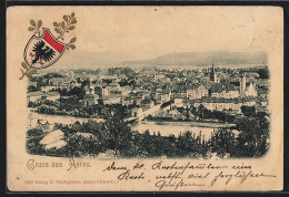 Präge-AK Aarau, Teilansicht, Wappen - Aarau