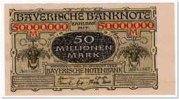 GERMANY, BAVARIA,MUNCHEN,50 000 000 MARK,1923,P.S934,AU - Collections