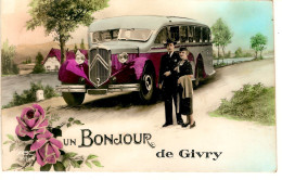 Belgique-België CP Voyagée 1935 ? Un Bonjour De Givry AUTOCAR Citroën - Quevy