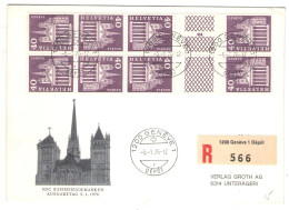 AUTOMATIC TETE BECHE STAMPS ON GENEVE FDC REGISTERED COVER, 1976, SWITZERLAND - Tête-bêche