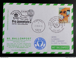 Österreich 80. Ballonpost Pro Juventute Sonderstempel UNO Wien 1988 - Ballonpost