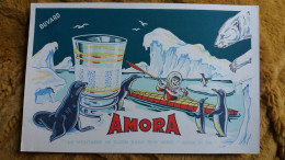 BUVARD PUBLICITAIRE PUBLICITE MOUTARDE DIJON AMORA VERRE GIVRE ET OR OURS POLAIRE EFGE FORMAT 13.5 PAR 21 CM - Mosterd