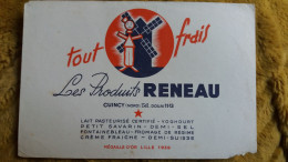 BUVARD PUBLICITAIRE PUBLICITE PRODUITS RENEAU CUINCY NORD LAIT YOGHOURT CREME FORMAT 13.5 PAR 20 CM UN COIN USE ET TACHE - Dairy