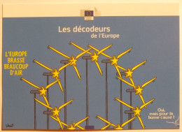 EOLIENNE En Forme De Drapeau Européen - Illustrateur / Dessin VADOT - Carte Publicitaire Décodeurs Europe - Wassertürme & Windräder (Repeller)