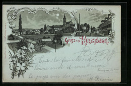 Mondschein-Lithographie Kirchberg, Hauptgasse, Totalansicht - Kirchberg
