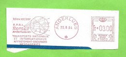TRANSPORTS - BELGIQUE - ANDERLUES 1964 = EMA Illustrée Carte De L'Europe 'SPRL ROMAR - Affrètement Messageries' Fragment - 1960-1979