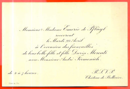 Faire-Part De Fiançailles DARIA MERCATI - ANDRE FIRMENICH - M. & Mme. EMERIC DE PFLÜGL Recevront Au Château Bellerive - Engagement