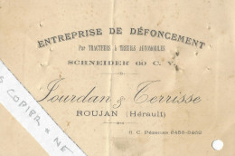 Travaux Publics  Privés Entrreprise De Défoncement  Tracteurs Treuils Schneider 60CV  Jourdan & Terrisse Roujan Hérault - 1900 – 1949