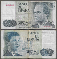 SPAIN BANKNOTE - 10000 PESETAS 1985 (1987) Pick 161 - F/VF (STB#01) - [ 4] 1975-… : Juan Carlos I