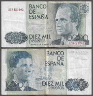 SPAIN BANKNOTE - 10000 PESETAS 1985 (1987) Pick 161 - F/VF (STB#01) - [ 4] 1975-… : Juan Carlos I