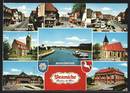 AK Bramsche, Brückenort, Bahnhof, Rathaus, Mittelland-Kanal - Bramsche