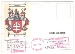 POSTCARD WITH HEADER, DOBRESCU ROMANIA, BUCHAREST RED MACHINE STAMPS ON POSTCARD, 2007, ROMANIA - Briefe U. Dokumente