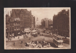 CPA - Royaume-Uni - Sheffield, Town Hall Square And Fargate - Animée (tramway) - Circulée En 1948 - Sheffield