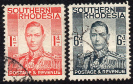 RHODESIA DEL SUR Serie No Completa X 2 Sellos Usados REY GEORGE VI Año 1938 - Zuid-Rhodesië (...-1964)