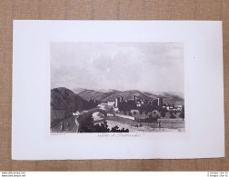 Delcampe - Veduta Di Pratovecchio Nell'800 Antonio Terreni Grande Litografia Ristampa (1) - Autres & Non Classés