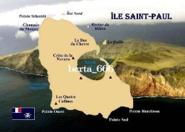 TAAF Saint-Paul Island Map UNESCO New Postcard * Carte Geographique * Landkarte - TAAF : Franse Zuidpoolgewesten