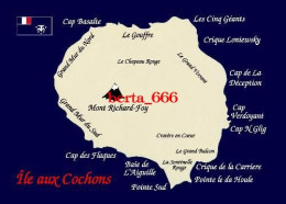 TAAF Crozet Islands Île Aux Cochons Map UNESCO New Postcard * Carte Geographique * Landkarte - TAAF : Franse Zuidpoolgewesten