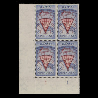 Ross Dependency 1957 (MNH) 8d Map Plate 1–1 Block, Ultramarine Shade - Neufs
