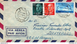 Cover 1957 Sent From Spain To Uruguay With Alcoy Postmark Airmail Postage With Stamps - Briefe U. Dokumente
