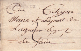 Delcampe - MARQUE POSTALE  LAC AIN  PONT D'AIN   30 PRAIRIAL AN 9 - 1701-1800: Vorläufer XVIII