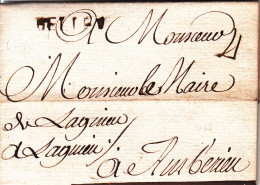 Delcampe - MARQUE POSTALE  LAC AIN  BELLEY   1765  TAXE 4 - 1701-1800: Vorläufer XVIII