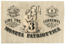 3 LIRE CORRENTI MONETA PATRIOTTICA VENEZIA 1848 SUP+ - Autres & Non Classés