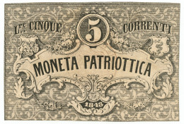 5 LIRE CORRENTI MONETA PATRIOTTICA VENEZIA 1848 SUP - Autres & Non Classés