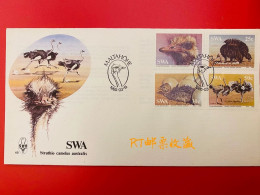 South West Africa SWA 1985 FDC Birds Bird Orstriches Orstrich Eggs Animals Natue Fauna Animal Stamps - Autruches