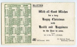 CALENDAR BLOTTER 1949 / LONDON, BATTERSEA, MELODY ROAD (STORER) - C