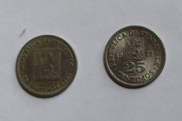 ---2--Pieces--25-Centimos-1965-et-1977--Venezuela--VENDU-EN-L 'Etat--TTB++++SUP-- - Venezuela