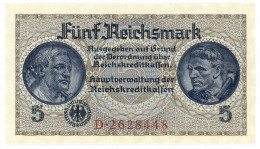 5 REICHSMARK OCCUPAZIONE TEDESCA ITALIA REICHSKREDITKASSEN 1943 FDS - Allied Occupation WWII