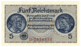 5 REICHSMARK OCCUPAZIONE TEDESCA ITALIA REICHSKREDITKASSEN 1943 FDS - Allied Occupation WWII
