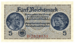 5 REICHSMARK OCCUPAZIONE TEDESCA ITALIA REICHSKREDITKASSEN 1943 FDS - Allied Occupation WWII