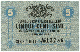 5 CENTESIMI CASSA VENETA DEI PRESTITI OCCUPAZIONE AUSTRIACA 02/01/1918 SPL+ - Austrian Occupation Of Venezia