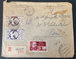 Lettre Recommandé Par Avion De Bangui 1945 Oubangui-Chari Avec Censure Contrôle Postal Pour Paris - Lettres & Documents