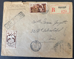 Lettre Recommandé Par Avion De Bangui 1945 Oubangui-Chari Avec Censure Contrôle Postal Pour Paris - Lettres & Documents