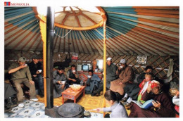 1 AK Mongolei * A Camel Herders Using Their Camels To Move House With A Satellite Dish Amongst The Luggage * - Mongolia